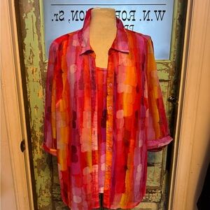 Colorful Women's Button-Up Top